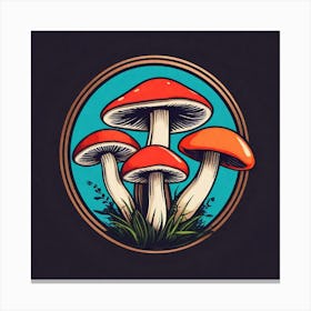 Mushrooms On The Grass Canvas Print