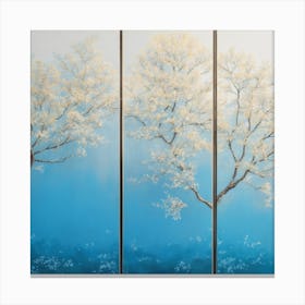 Three Trees On A Blue Sky Canvas Print