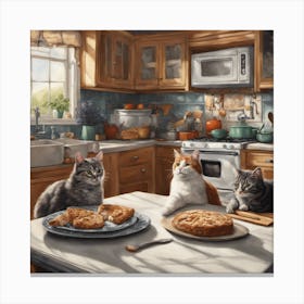 Cats In The Kitchen 1 Canvas Print