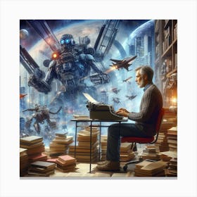 Robots And Books Canvas Print