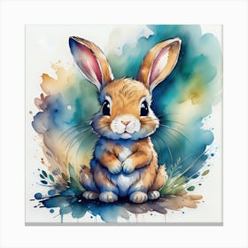 Bunny Watercolor Painting Canvas Print