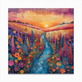 Sunset In The Meadow 1 Canvas Print