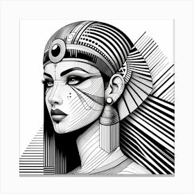 Cleopatra Head -Abstract Line Art Illustration 174 Canvas Print