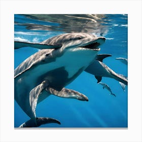 Dolphins In The Water Canvas Print