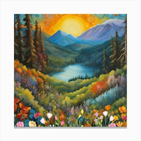 Sunset In The Mountains Canvas Print