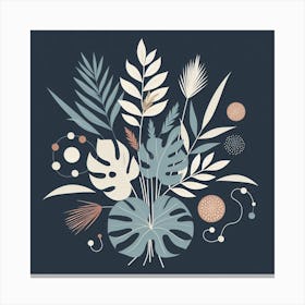 Scandinavian style, Bouquet of tropical leaves and branches 2 Canvas Print