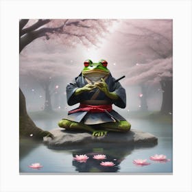 Frog Samurai In Battle Stance 1 Canvas Print