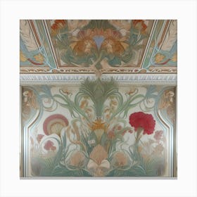 William Morris Inspired Floral Motifs Decorating The Walls Of An Elegant Ballroom, Style Art Nouveau 2 Canvas Print