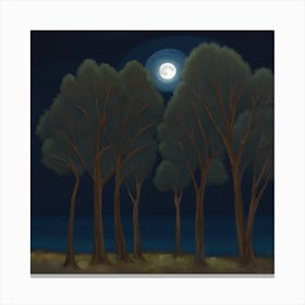 Moonlight Over Trees Canvas Print