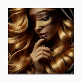 Beautiful Young Woman With Long Wavy Hair Canvas Print