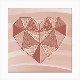 Quilted Patchwork Floral Sewing Fabric Heart Pink Canvas Print