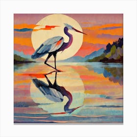 Heron At Sunset 2 Canvas Print