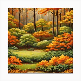 Forest In Autumn In Minimalist Style Square Composition 327 Canvas Print