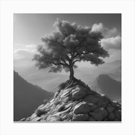 Lone Tree On Top Of A Mountain Canvas Print