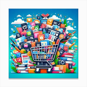 Shopping Cart Full Of Icons Canvas Print