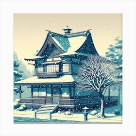 Japanese House In Winter Stampe su tela