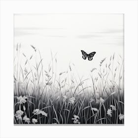 Butterfly In The Grass Canvas Print