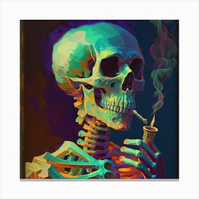 Skeleton Smoking A Pipe Canvas Print