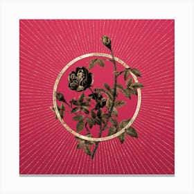 Gold Moss Rose Glitter Ring Botanical Art on Viva Magenta n.0208 Canvas Print
