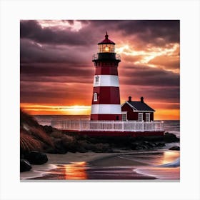 Lighthouse At Sunset 25 Canvas Print