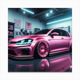 Pink Volkswagen Golf Gti Canvas Print