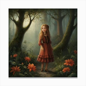 Fairytale Girl In The Forest Canvas Print