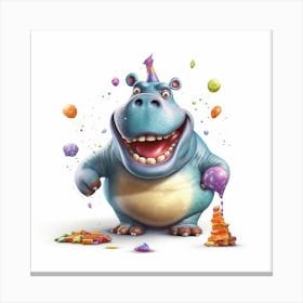 Birthday Hippo Canvas Print