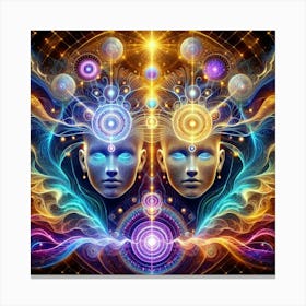 Shared Consciousness: Reflecting Telepathic Connections in Art Canvas Print