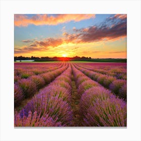 Lavender Field At Sunset 1 Canvas Print