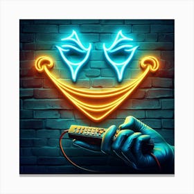 Clown Face Neon Sign Canvas Print