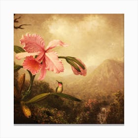 Hummingbird And Orchid Canvas Print