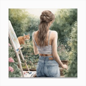 Girl In The Garden Canvas Print