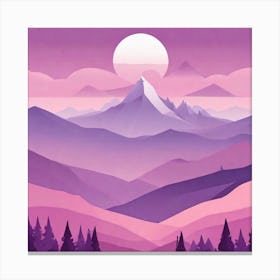 Misty mountains background in purple tone 14 Canvas Print