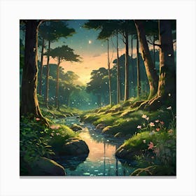 Forest At Night Canvas Print