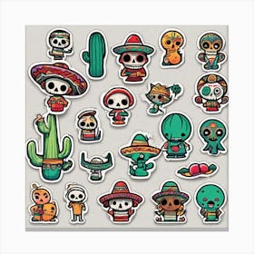 Day Of The Dead Stickers 2 Canvas Print