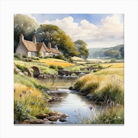 Cottage By The Stream 5 Canvas Print