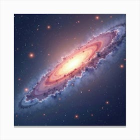 Soft Watercolor Of Distant, Glowing Galaxies 1 Canvas Print