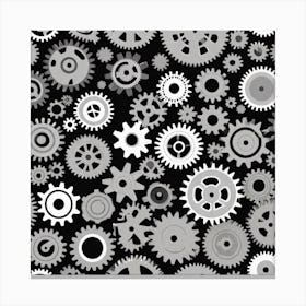 Gears On Black Background Canvas Print