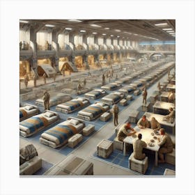 A Detailed Scene Depicting The Barracks Of The Martian Dominion Canvas Print