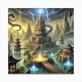 A Majestic Scene Depicting The Shenlong Sovereignty Canvas Print