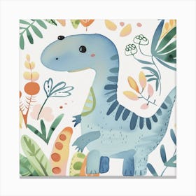 Plateosaurus Dinosaur Muted Pastels Pattern 4 Canvas Print