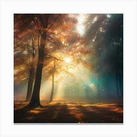 Rays Of Light In The Forest 3 Canvas Print