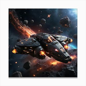 Spaceship In Space Canvas Print