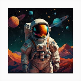 Astronaut Colorful Illustration Art Print Canvas Print