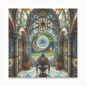 A wonderful artistic painting on stained glass 6 Canvas Print