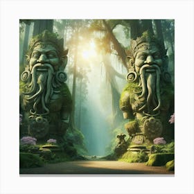 Buddhist Temple In The Forest paintings art print Canvas Print