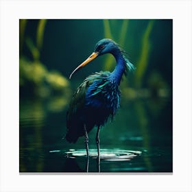 Freshwater Pond with Crested Blue Bird Canvas Print