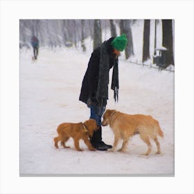 The Snowy Greeting Square Canvas Print