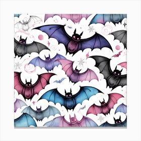 Bats On A White Background Canvas Print
