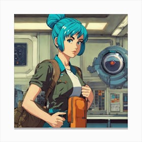 Anime Girl With Blue Hair 1 Canvas Print